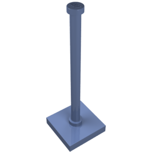 30256 - Support 2 x 2 x 5 Bar on Tile Base with Solid Stud and Stop Ring