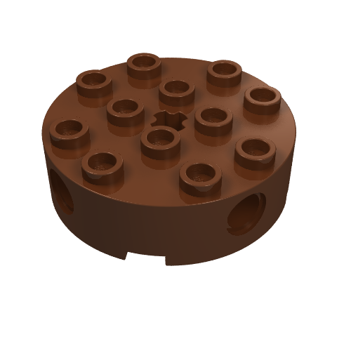 6222 - Brick, Round 4 x 4 with 4 Side Pin Holes and Center Axle Hole