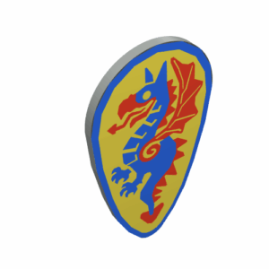 2586p4c - Minifigure, Shield Oval with Blue and Red Dragon on Yellow Background Pattern